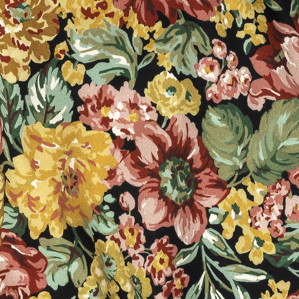 Stretch Cotton Sateen - Yellow, Pink and Green Floral - Tappezzeria Print - Mood Exclusive Viso Collection - Joann Fabrics