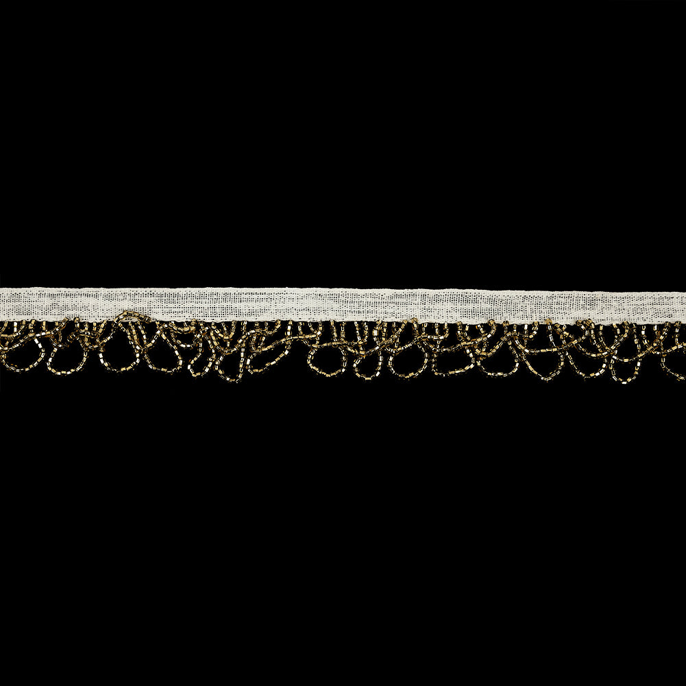 Vintage Gold Small Looped Bugle Beaded Fringe - 1