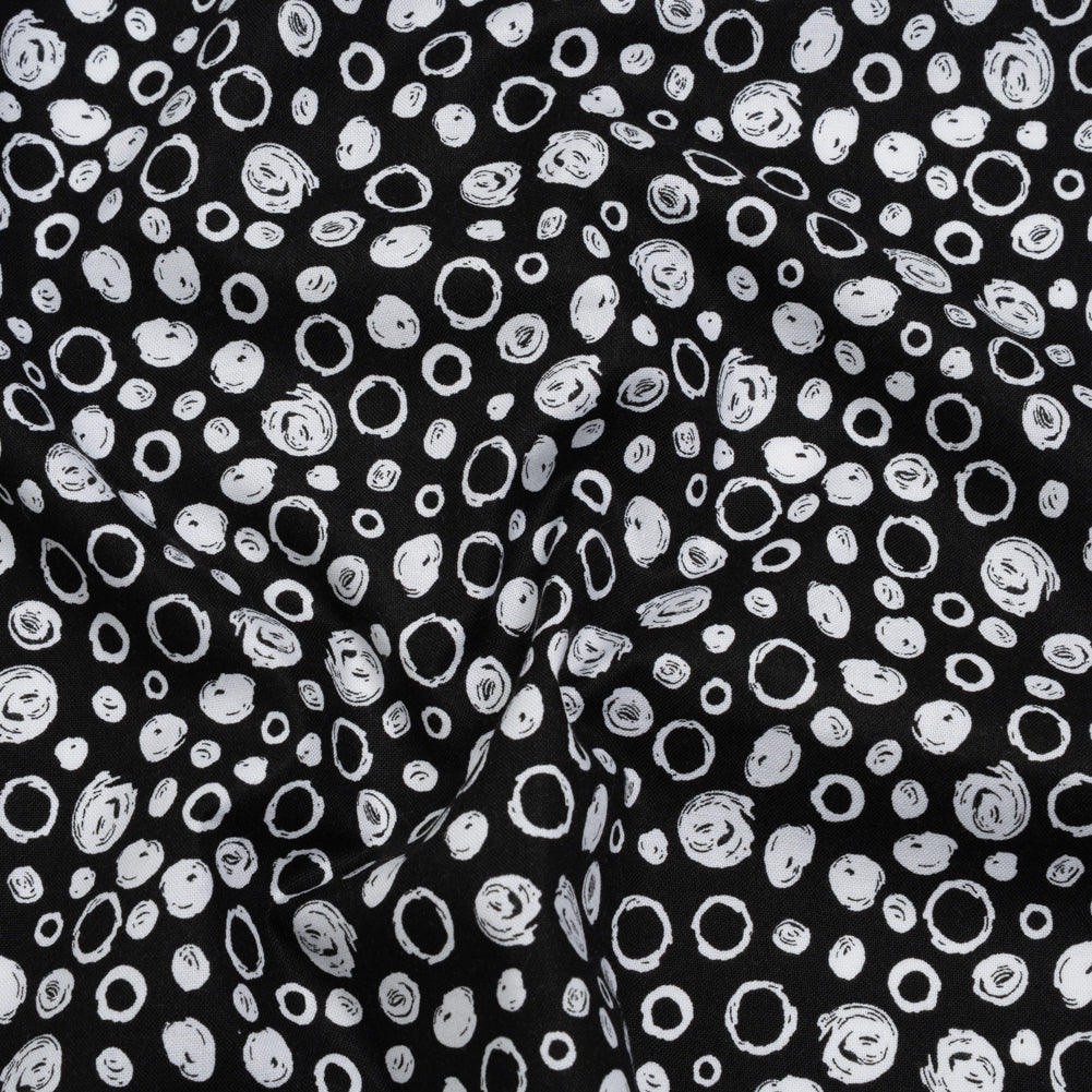 Printed Quilting Cotton by Patrick Lose for Northcott - White on Black Scribble Spots - Basically Black & White Collection - Joann Fabrics