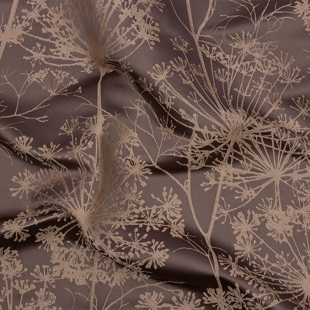 Satin-Faced Drapery Jacquard - Mocha Fennel Flowers - British Imported - Joann Fabrics