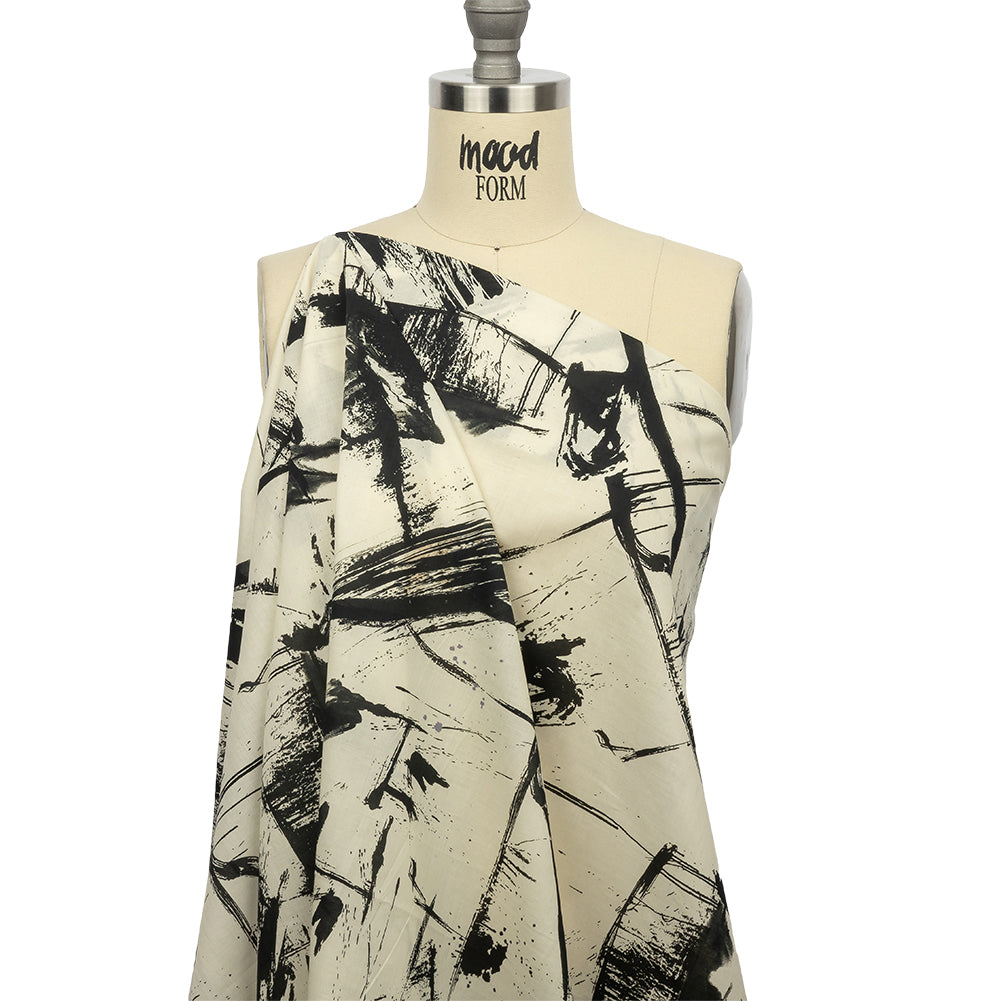Cotton Voile - Black and White Abstract - Subway Lines Print - Mood Exclusive Metro Collection - Joann Fabrics