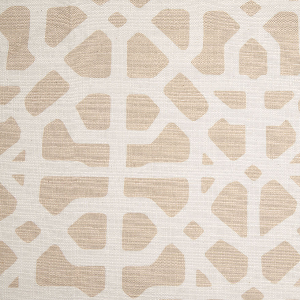 Spanish Beige/White Geometric Poly/Cotton Canvas - Joann Fabrics