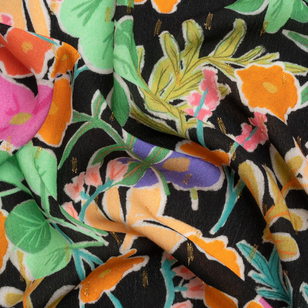 Mood Exclusive Black Easy Days Metallic Dotted Crinkled Viscose Crepe - Joann Fabrics