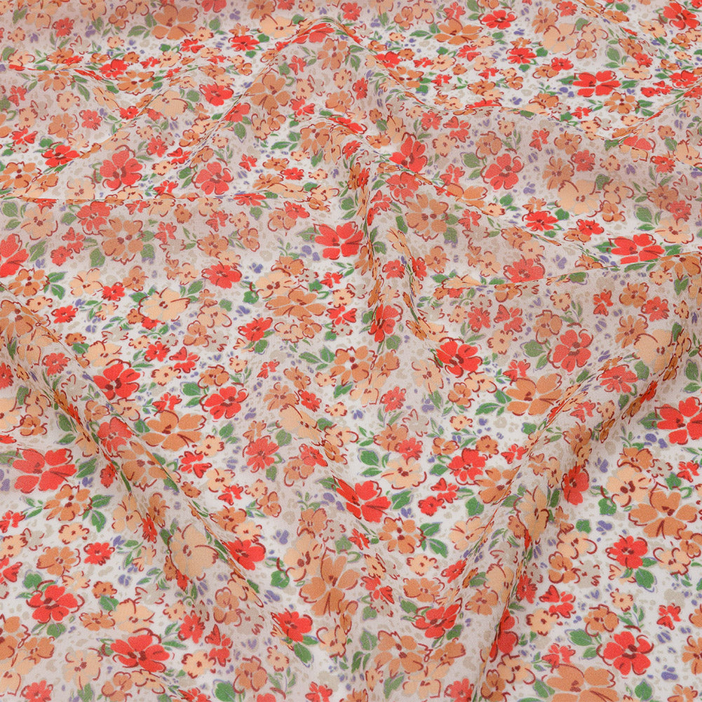 Viscose Georgette - Cream and Peach Floral - Poppy Hypnosis Print - Mood Exclusive Secret Garden Collection - Joann Fabrics