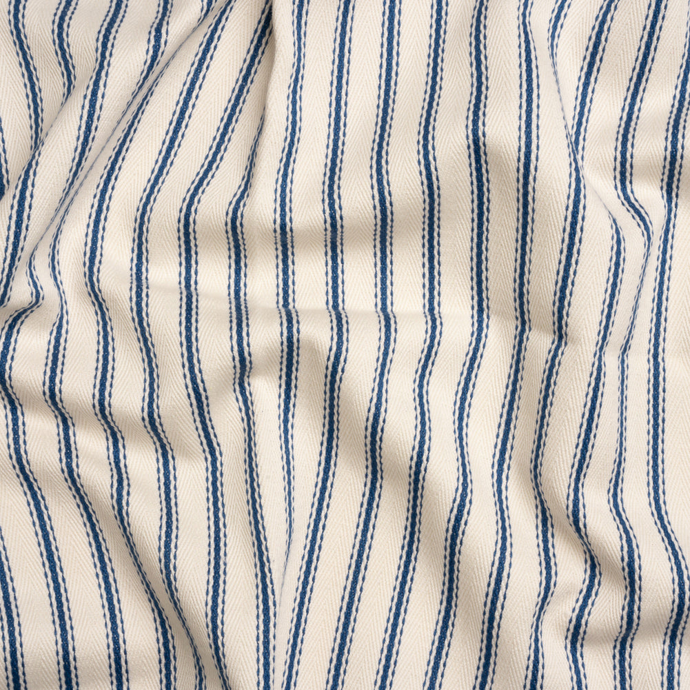 Navy on White Ticking Stripes Cotton Herringbone Twill - Joann Fabrics
