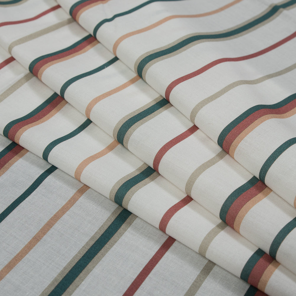 Cotton Voile - Red, Green and White Stripes - Purity of Growth Print - Mood Exclusive Key Largo Collection - Joann Fabrics