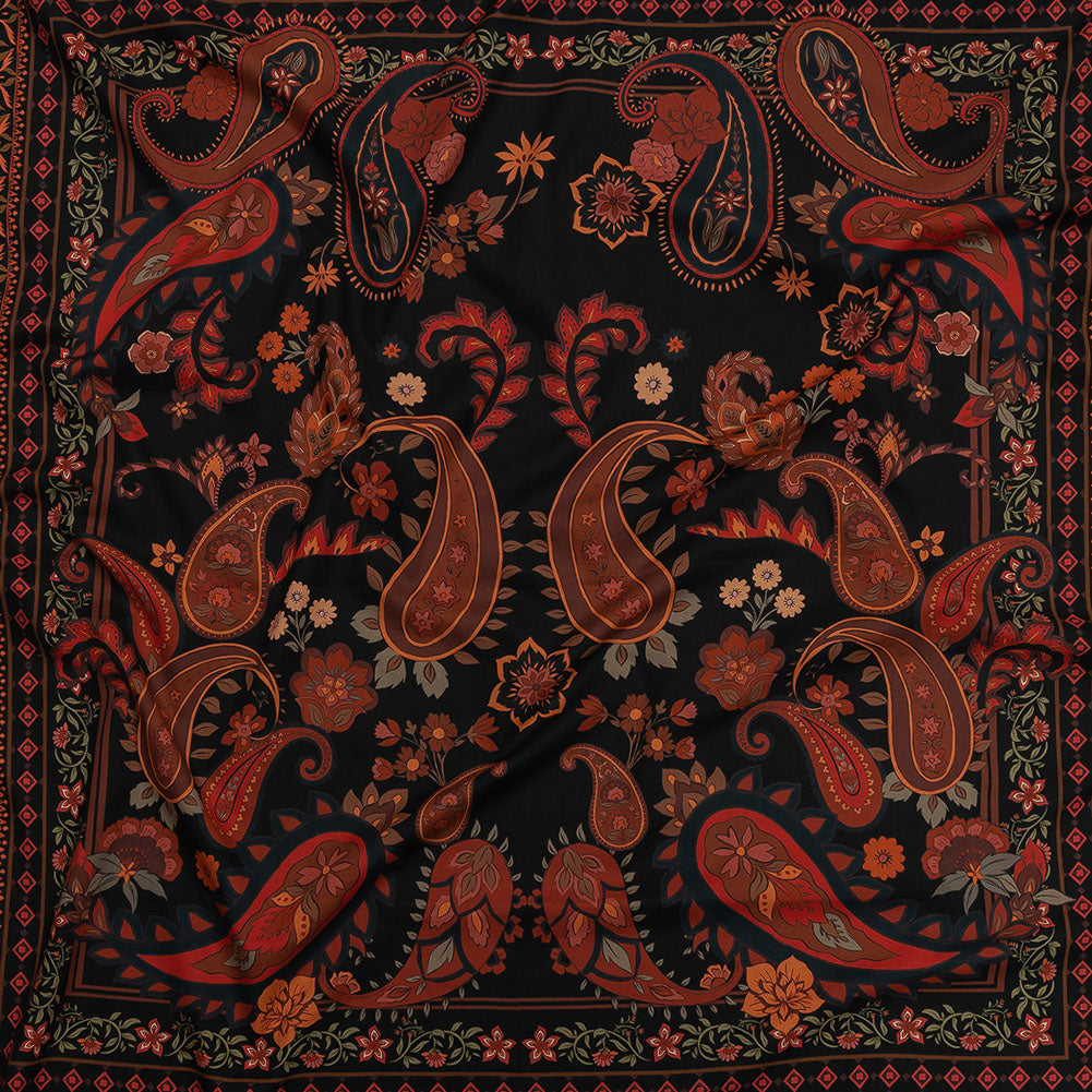 Cotton Voile Panel - Black and Red Paisley - Kaleidoscope Dreams Print - Mood Exclusive Rockland Collection - Joann Fabrics