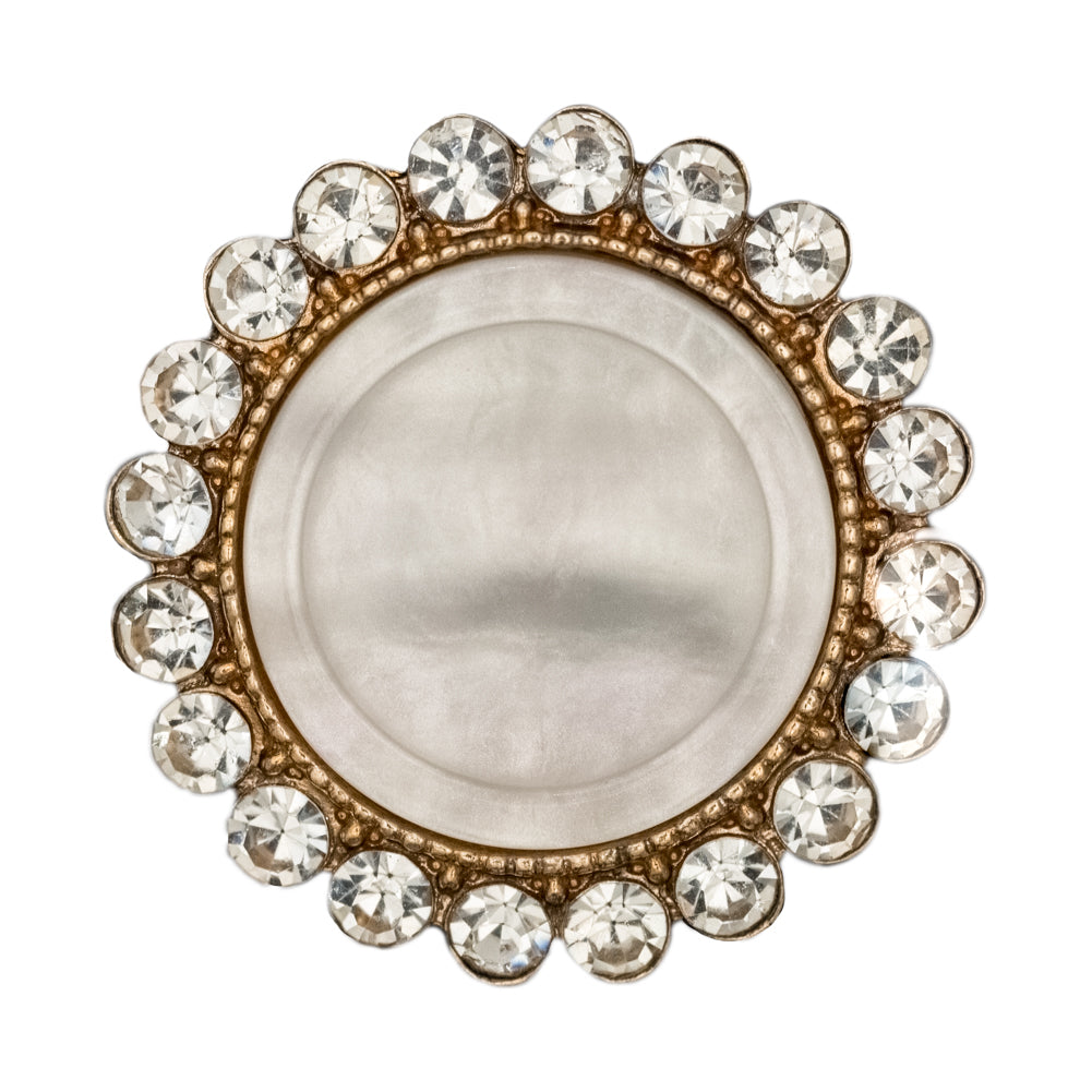 Italian Gold Metal, Crystal Rhinestones and Oatmeal Shell Shank Button - 48L/30.5mm - Joann Fabrics
