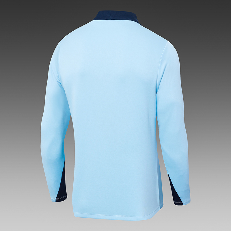 2024-2025 France Half-Pull Training Suit Baby Blue Football Shirt Set