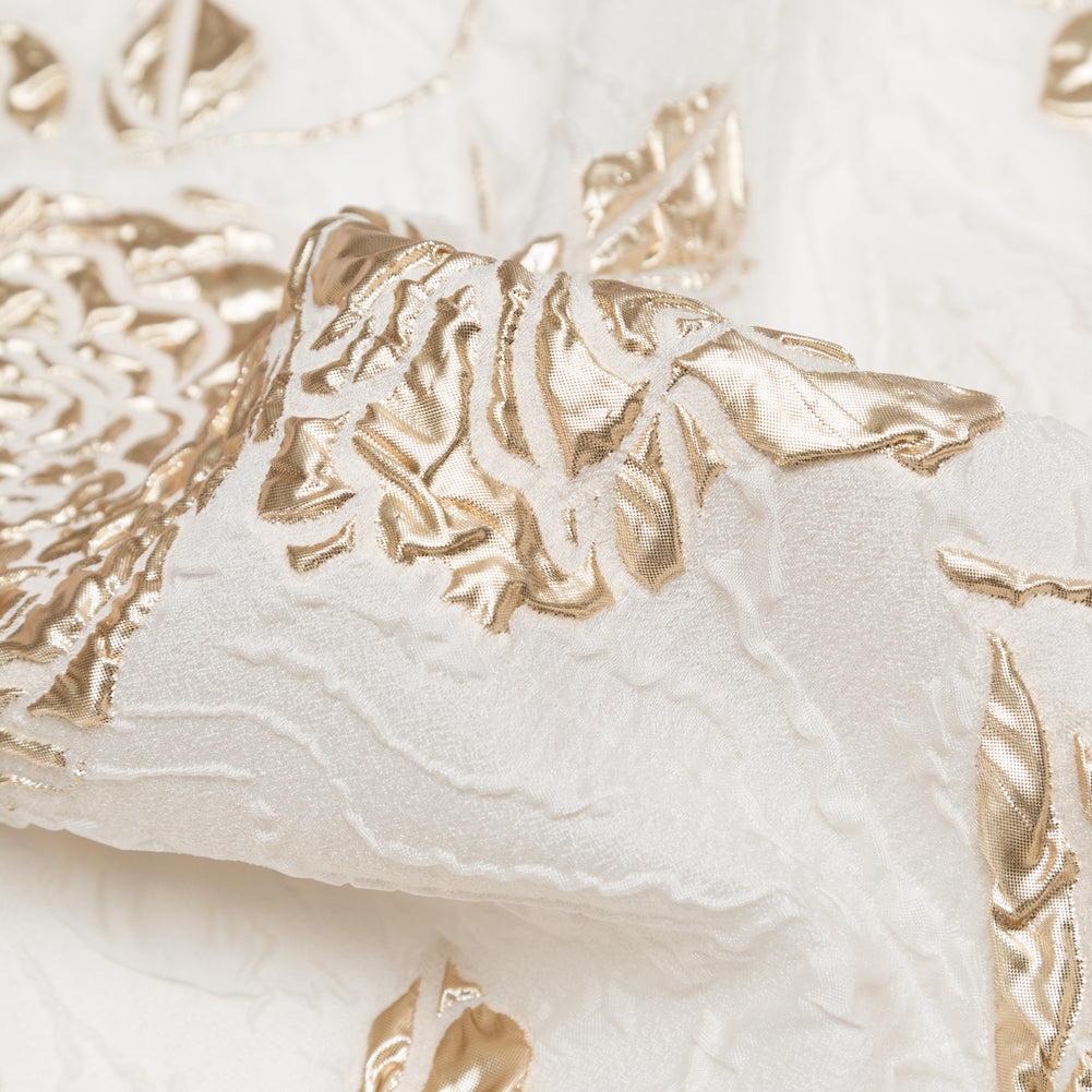 Metallic Bright Gold and Snow White Rosy Luxury Brocade - Joann Fabrics