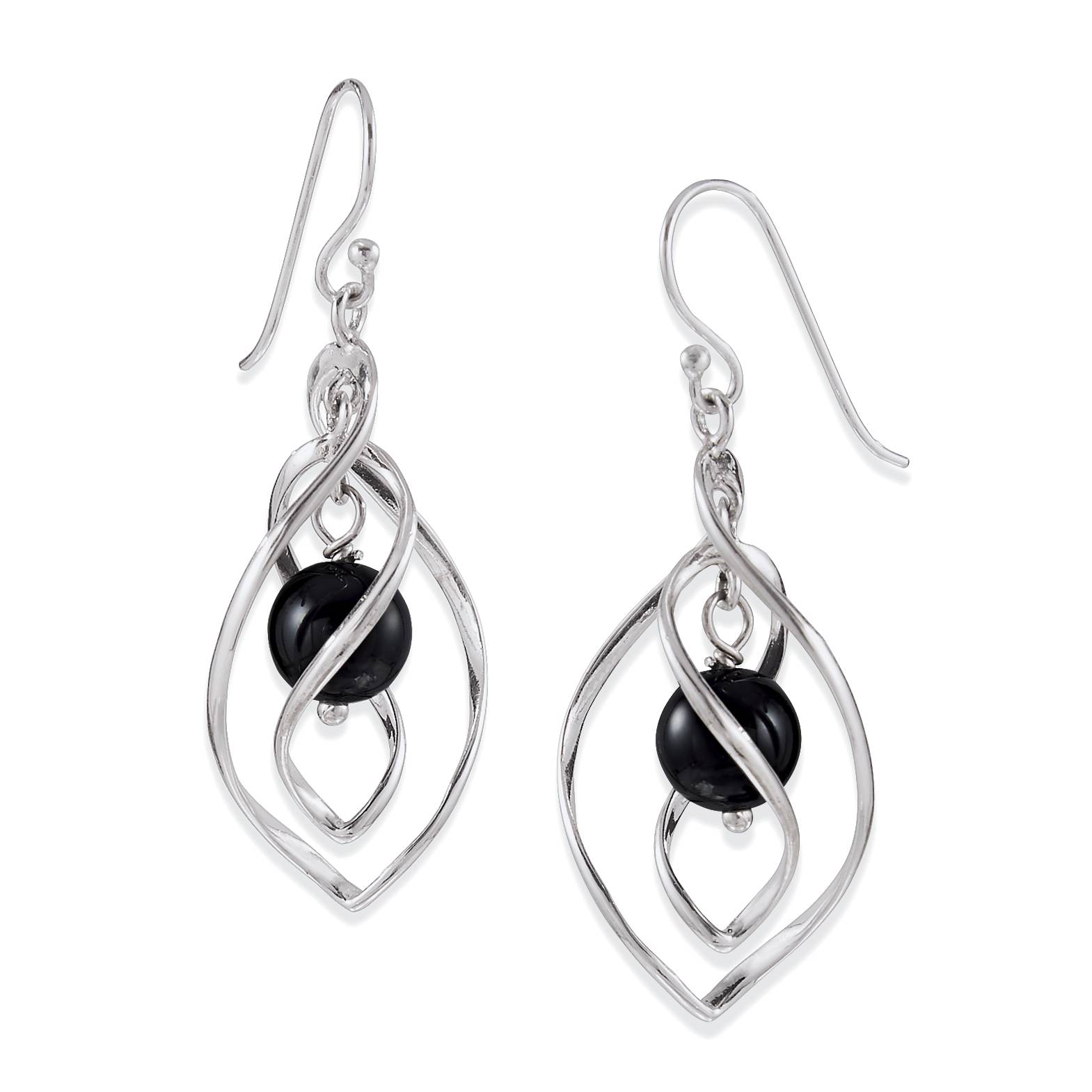 Sterling Onyx Bead Earrings, French Hooks, Gift Boxed - Northstyle Catalog