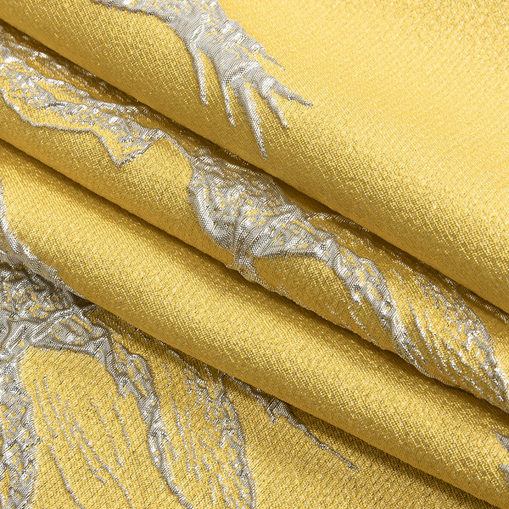 Metallic Silver and Gamboge Floral Luxury Brocade - Joann Fabrics