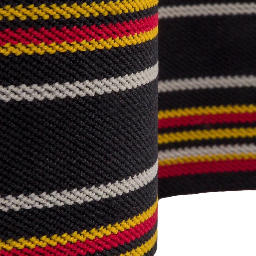 Famous NYC Designer Black, Red and Yellow Striped Stiff Elastic Trim - 3