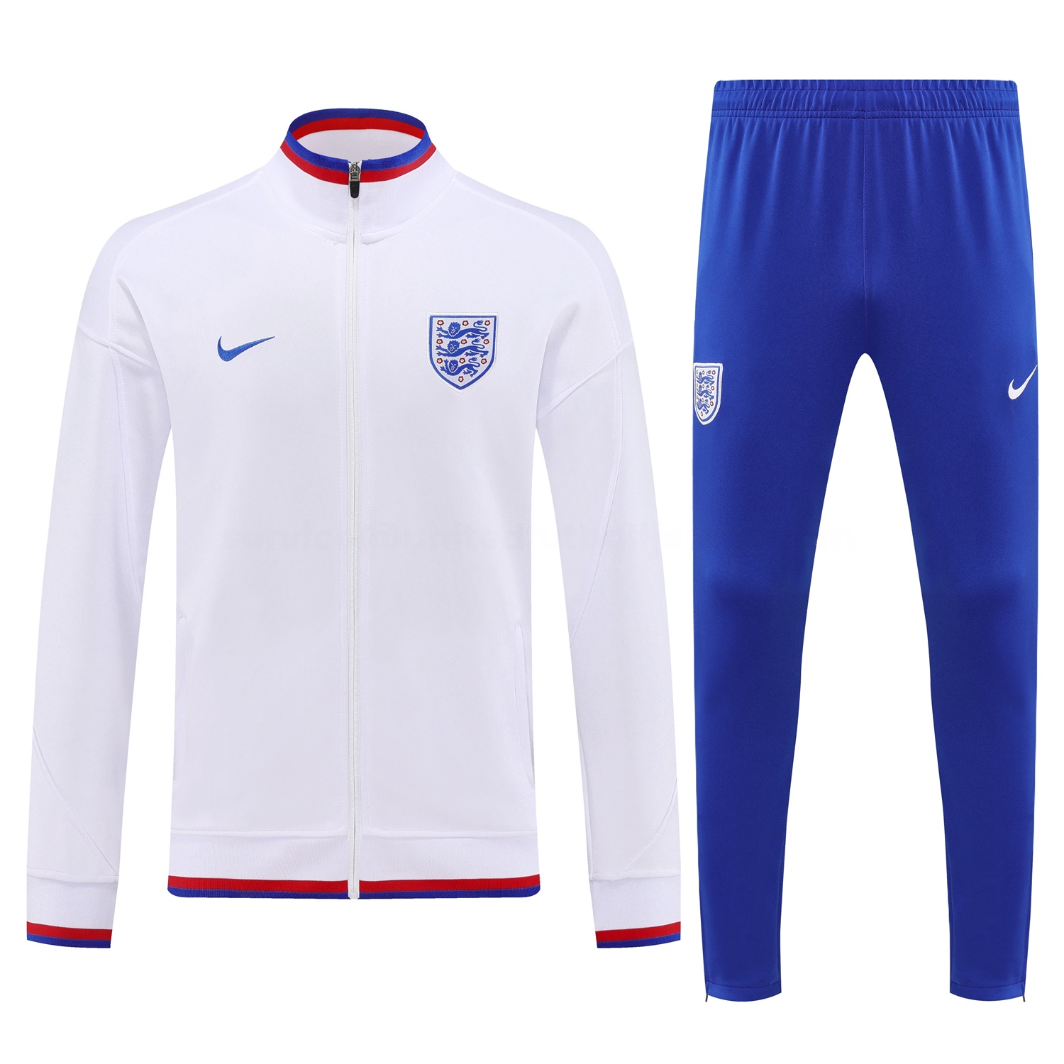England 2026 Long Sleeve Training Set - White Top and Blue Pants - UnitedFutballJersey