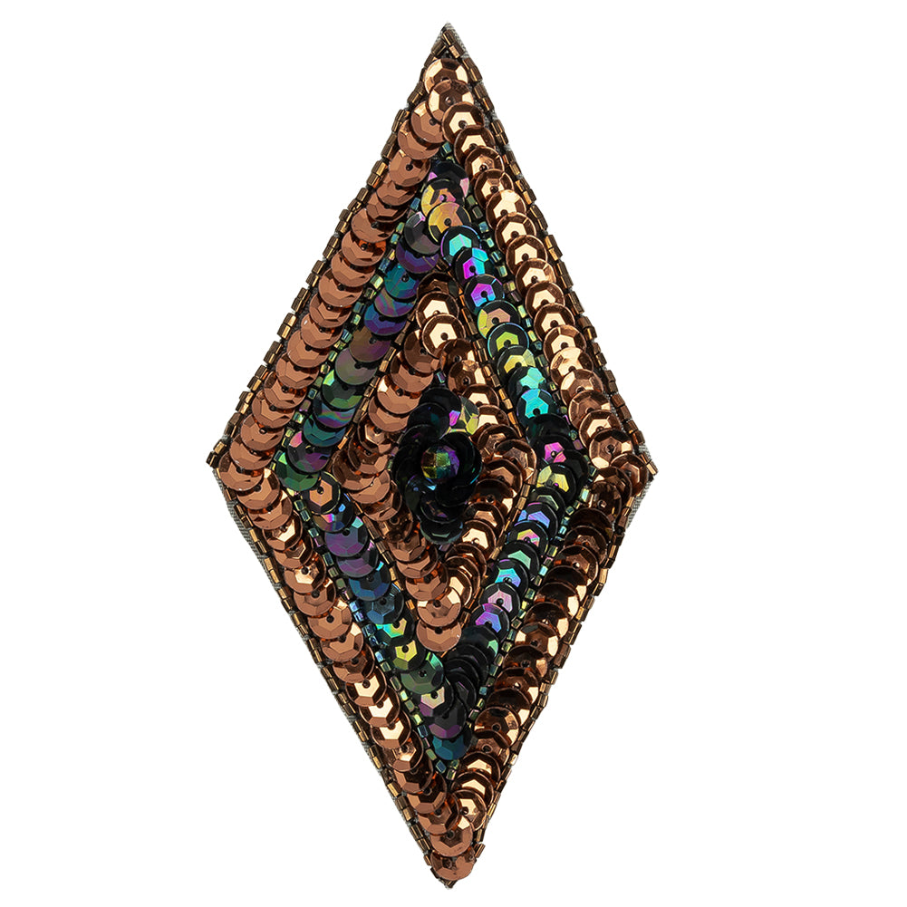 Vintage Bronze and Black Iris Sequins and Beaded Diamond Applique - 5