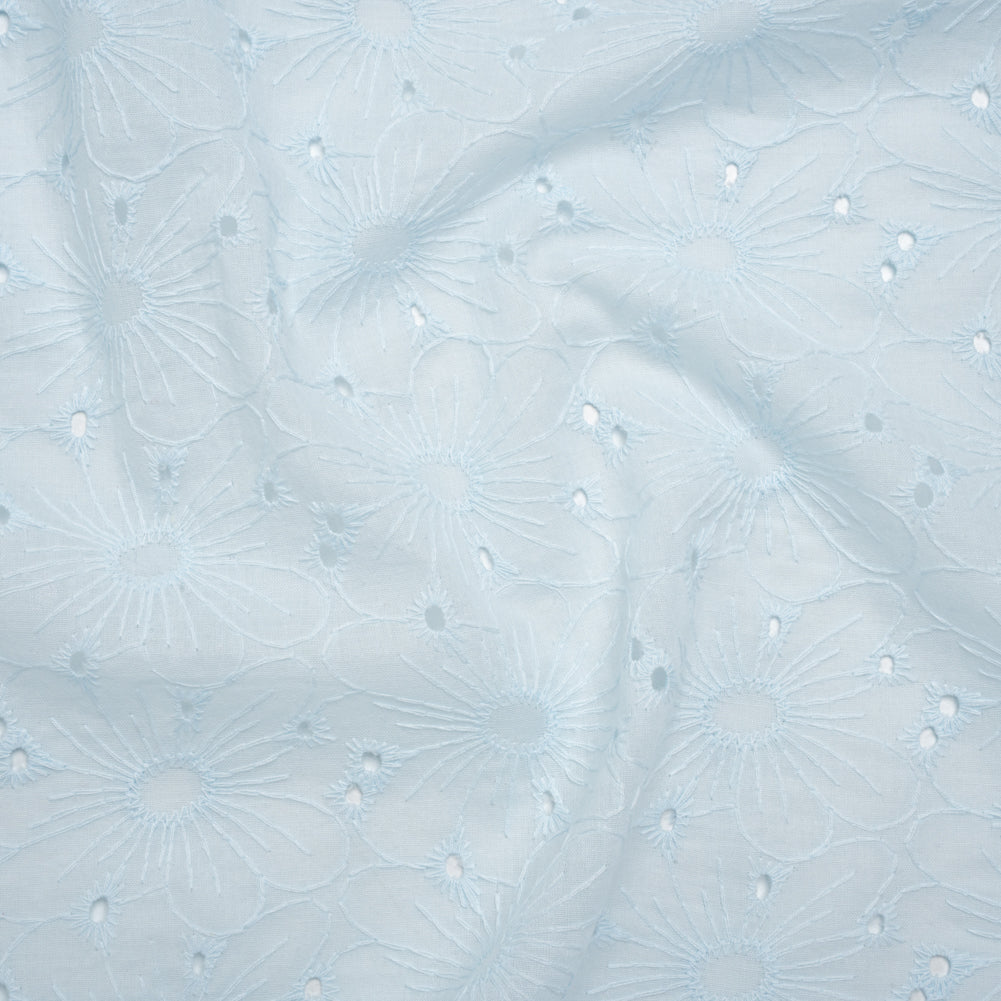 Embroidered Eyelet Cotton Voile - Pale Aqua All-Over Flowers - Naomi Collection - Joann Fabrics
