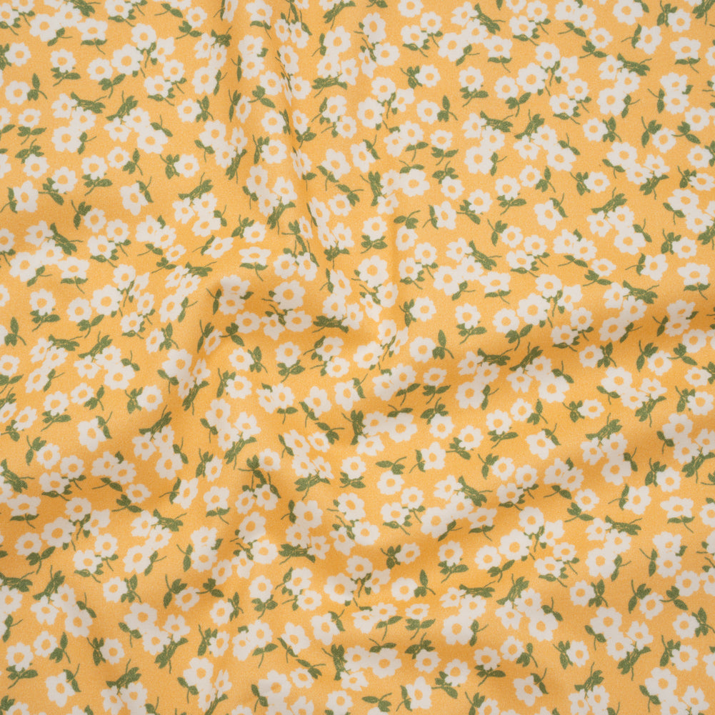 Brushed Cotton Woven - White, Sunny Yellow and Green Scattered Daisies - Mood Exclusive Daisy Daze Print - Joann Fabrics