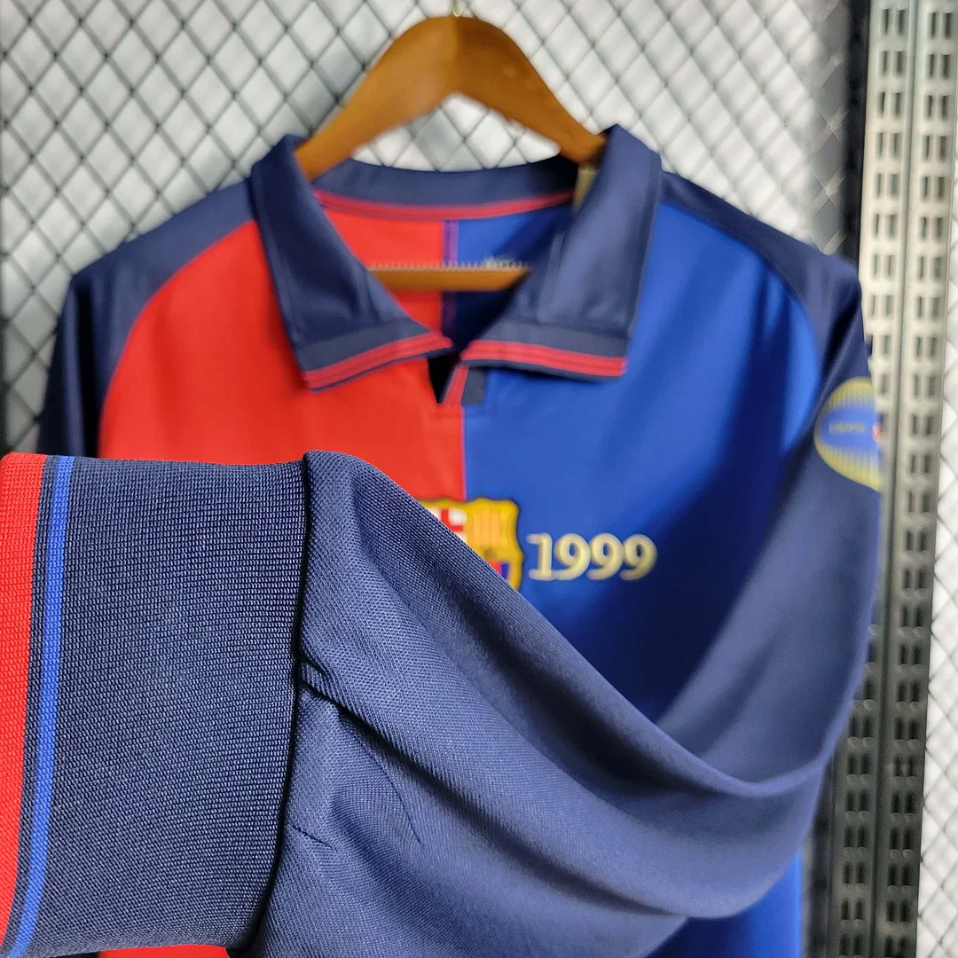 1999-2000 Retro Barcelona 100th Anniversary Home Jersey Long Sleeve