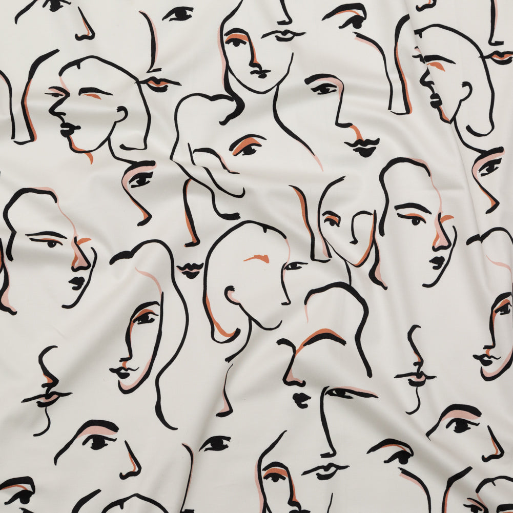 Stretch Cotton Sateen - Illustrative Faces - Abstract Concepts Print - Mood Exclusive Kenko Collection - Joann Fabrics