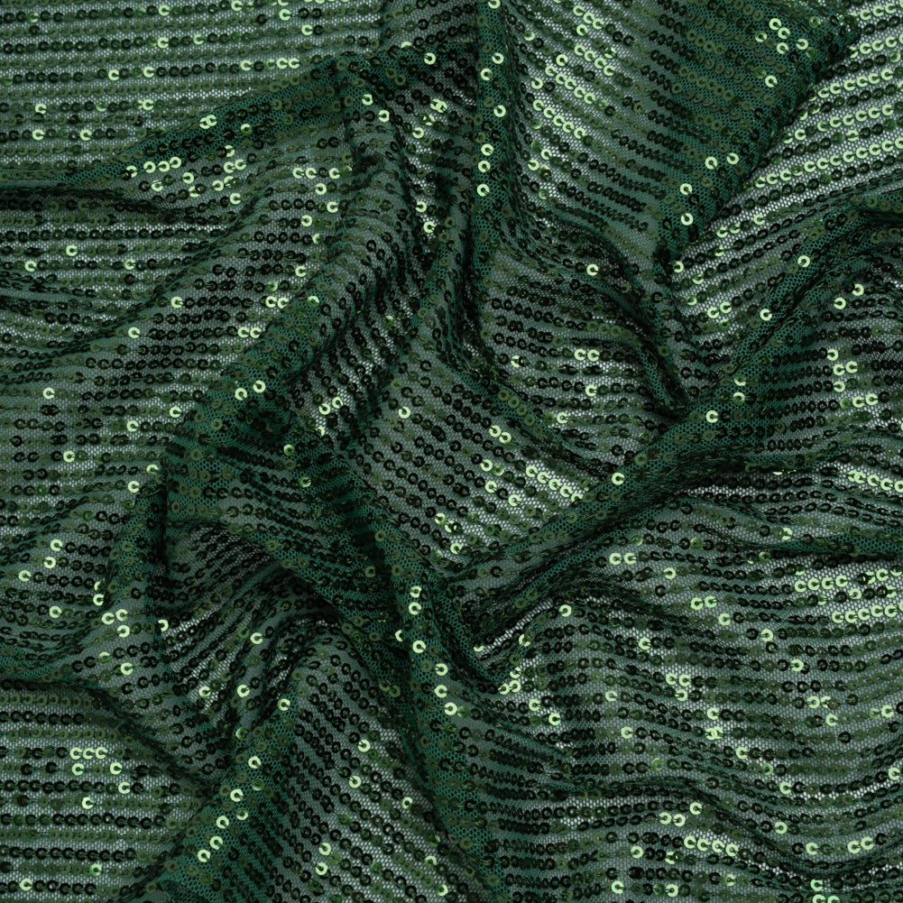 Recycled Polyester Circle Sequin Stripes on Stretch Mesh - Green - Transcendent Collection - Joann Fabrics