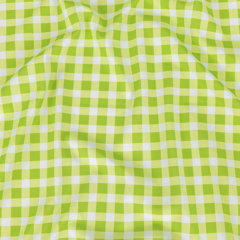 Compression Swimwear Tricot, UV Protective with Aloe Vera Microcapsules - Lime and White Checkered - Caye Collection - Joann Fabrics