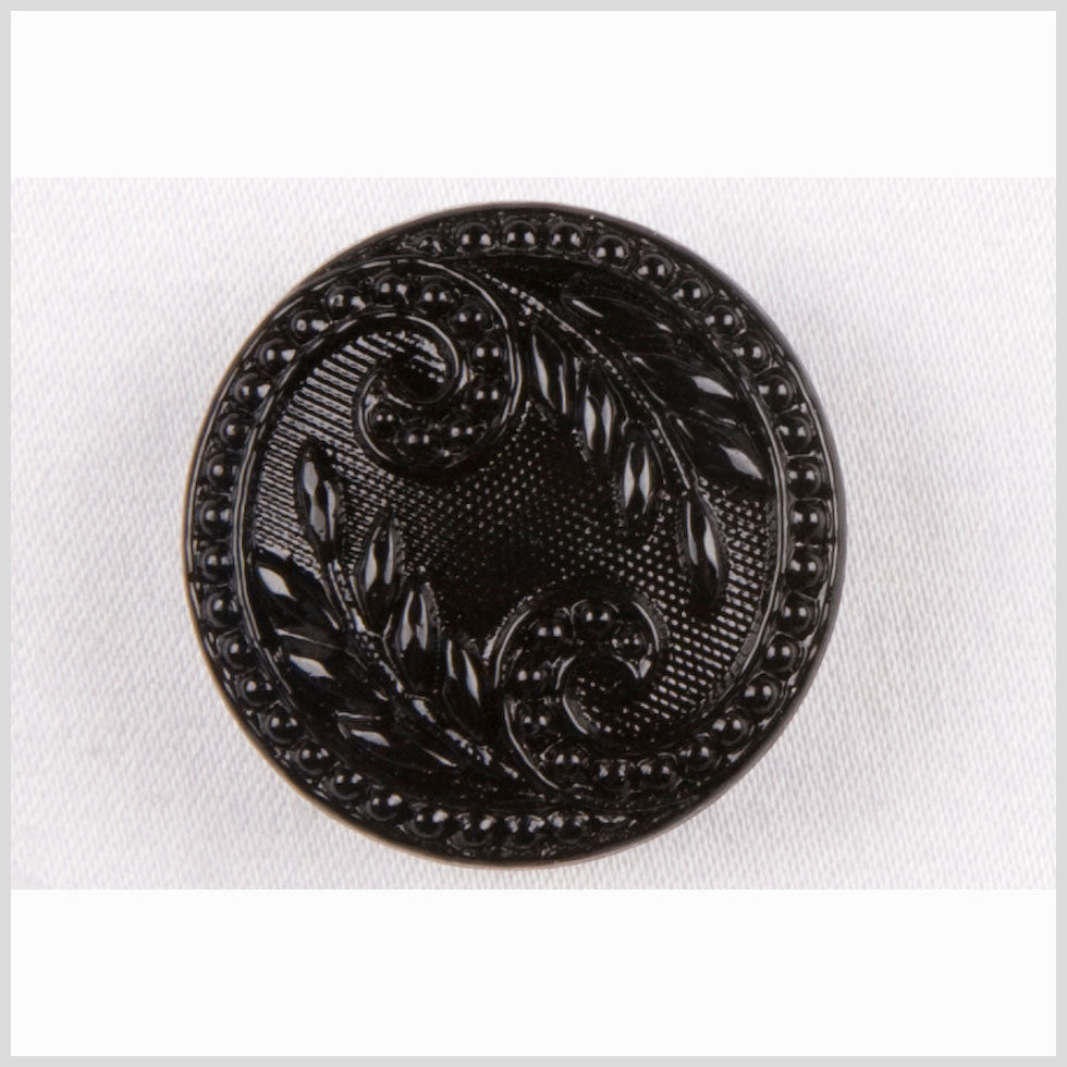 Black Floral Leaf Glass Shank Back Button - 22L/14mm - Joann Fabrics