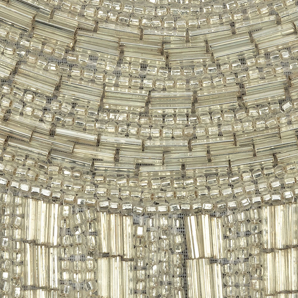 Vintage Silver Stiff Glass Beaded Collar Applique - 13.75