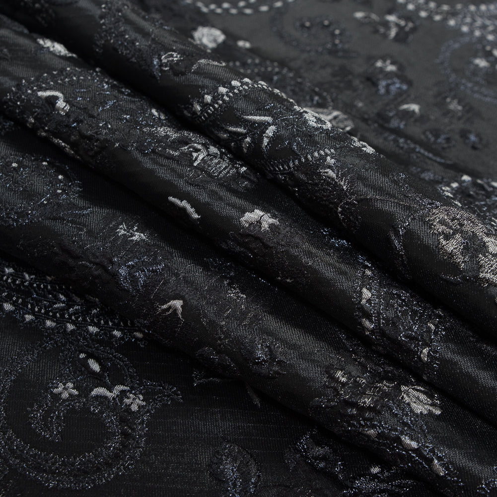 Black and Silver Luxury Paisley Metallic Brocade - Joann Fabrics