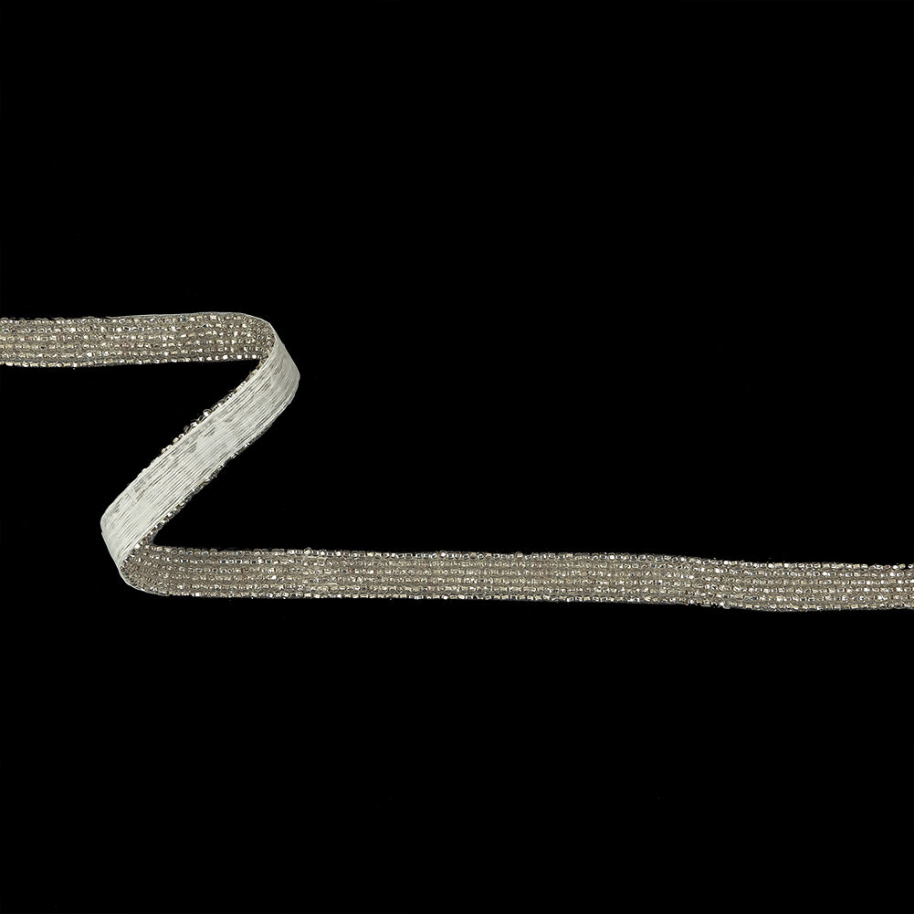 Vintage Silver Lined 6 Row Seed Beaded Trim - 0.5