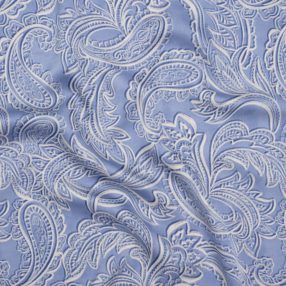 Polyester Satin - Blue and Cream Paisley - Mood Exclusive Spice Scroll Print - Joann Fabrics