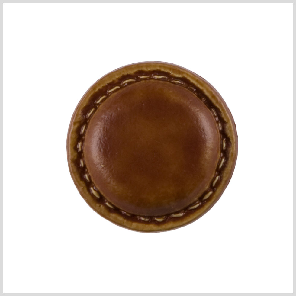 Plastic Shank Back Button - 40L/25.5mm - Light Brown Faux Leather with Stitched Rim - Joann Fabrics