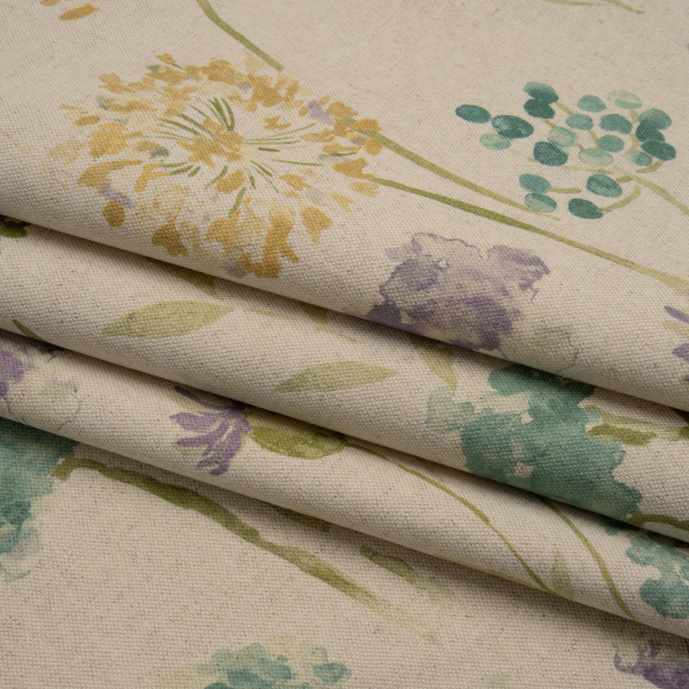 Printed Cotton Canvas - Heather Watercolor Floral Stems - British Imported - Joann Fabrics