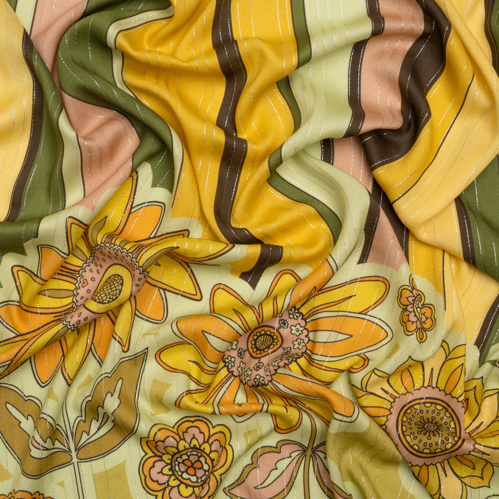 Mood Exclusive Matilda's Garden Metallic Striped Viscose Dobby Panel - Joann Fabrics