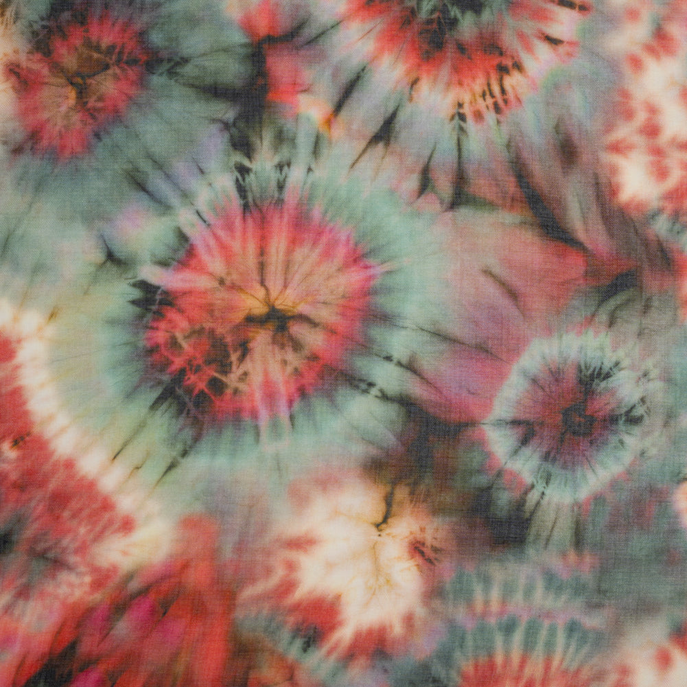 Lightweight Rayon Twill - Red and Forest Green Tie Dye - Made in Italy - Joann Fabrics