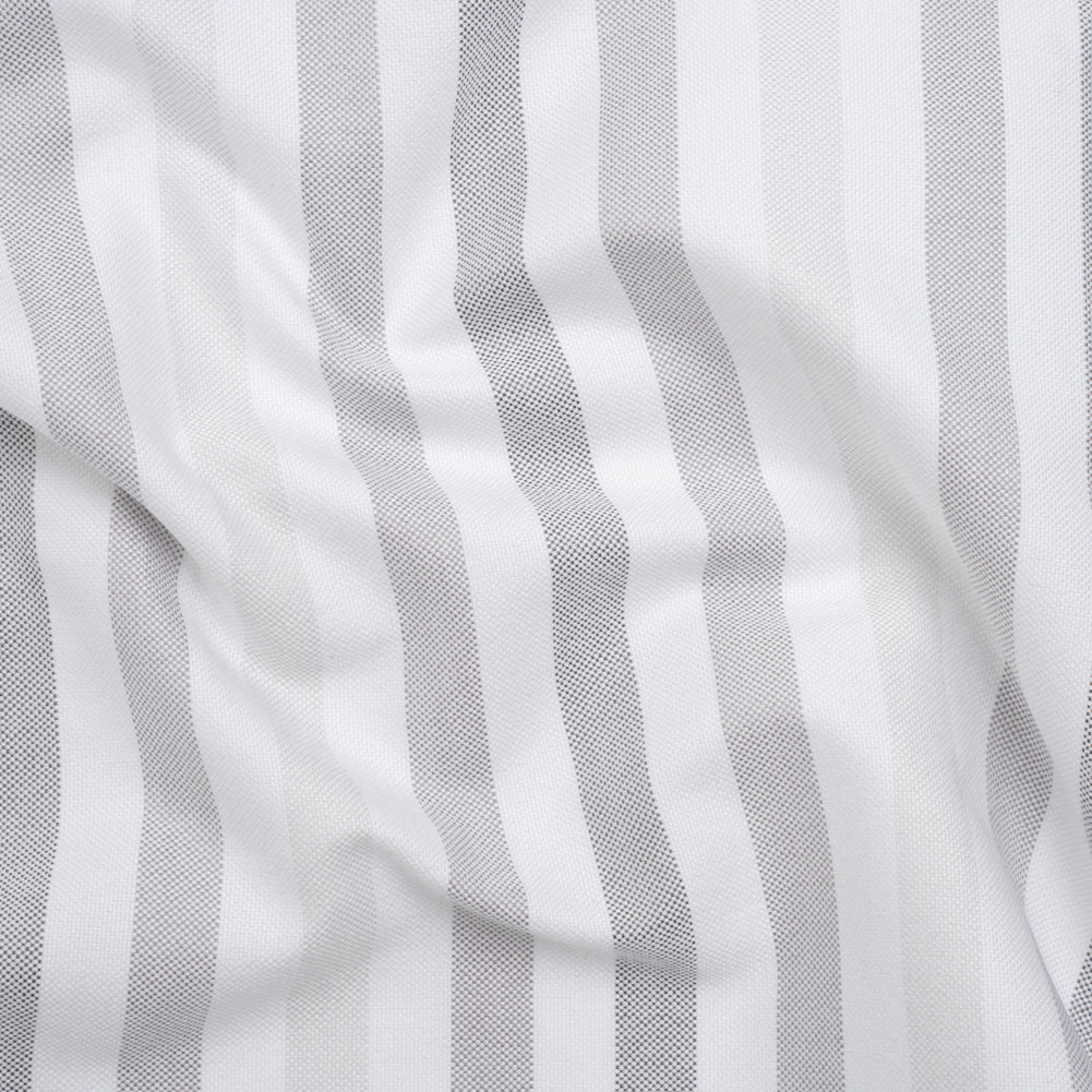 Cotton Oxford Shirting - White and Shades of Gray Stripes - Deadstock - Joann Fabrics