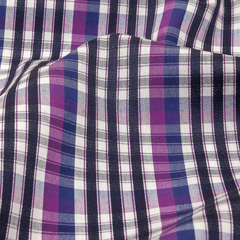 Purple, Sodalite Blue and Navy Plaid Cotton Shirting - Joann Fabrics