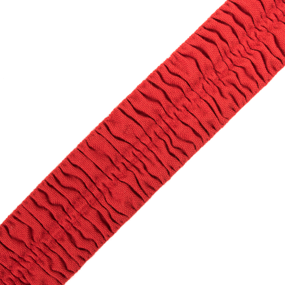 Italian Red Ruched Stretch Wool Trimming - 2.375