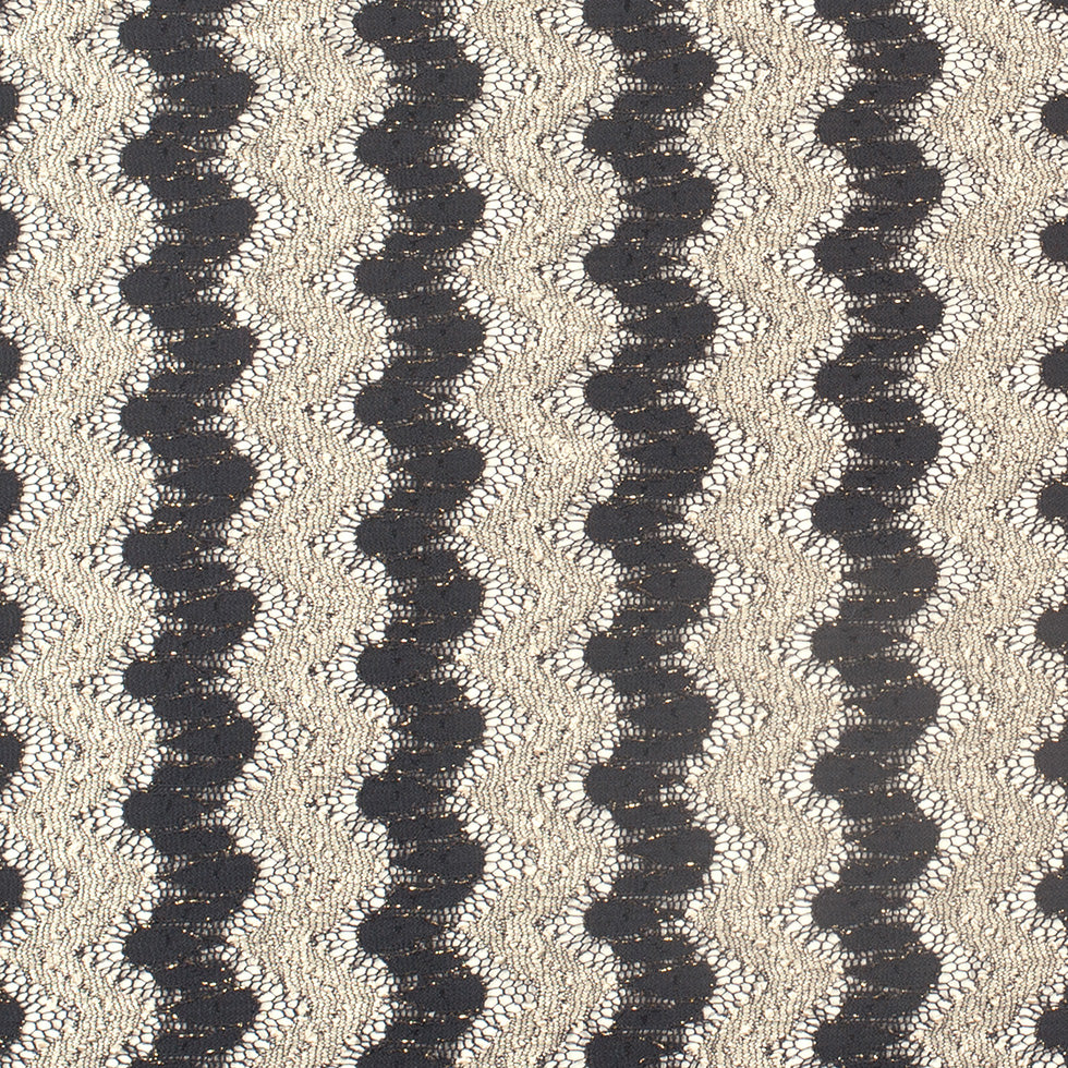 Metallic Black/Cream Zig-Zag Stretch Polyester Lacey Knit - Joann Fabrics