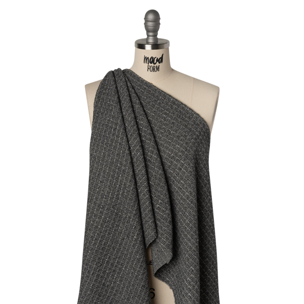 Metallic Wool Blend Tweed Boucle Made in Italy - Gray, Charcoal and Silver Heathered - Deadstock - Joann Fabrics