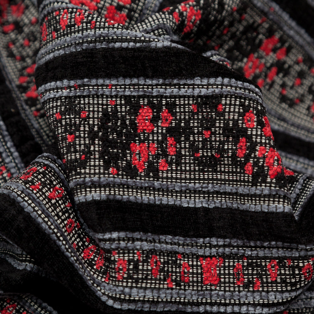 Famous NYC Designer American Beauty and Black Striped Acrylic Tweed - Joann Fabrics