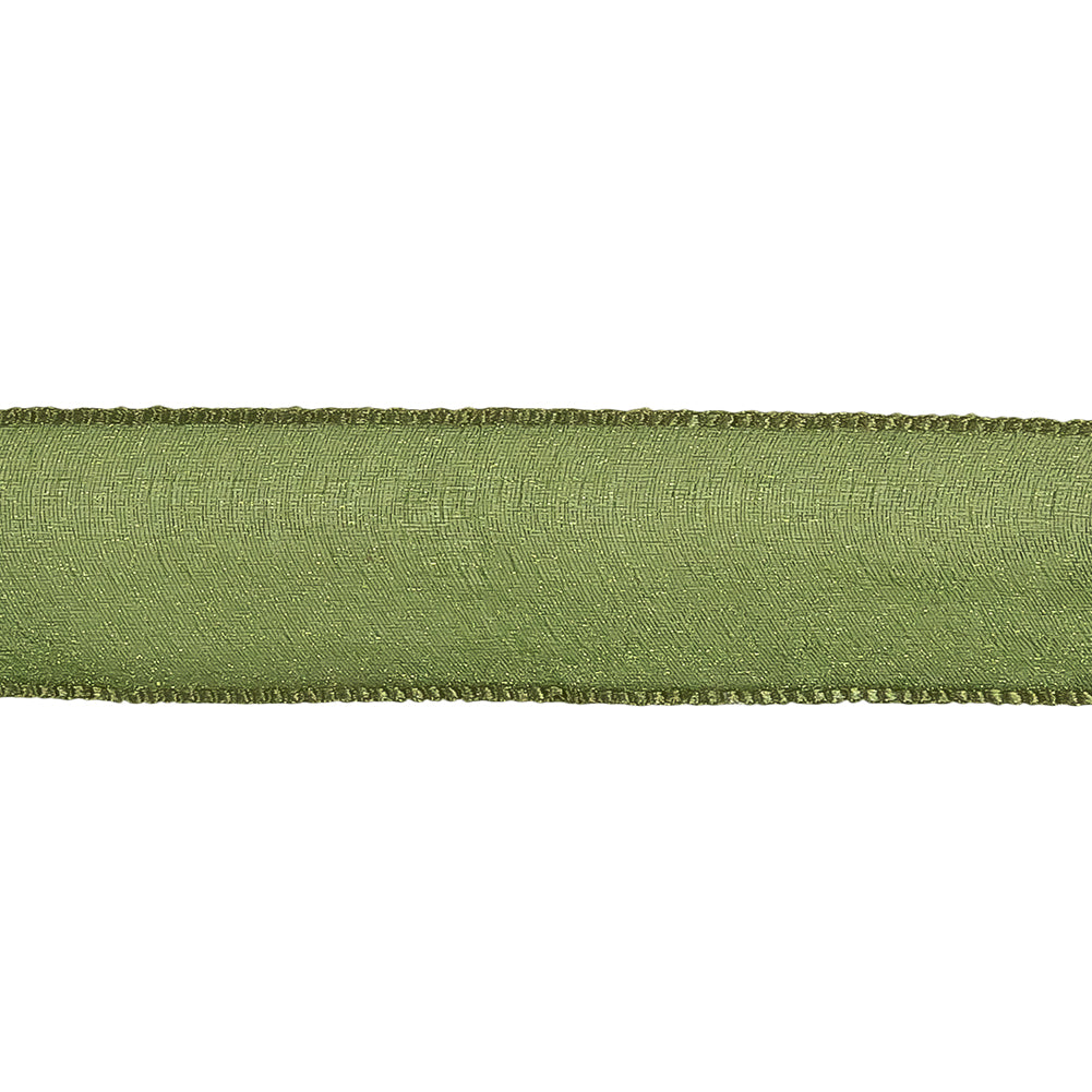 Moss Shimmering Organza Ribbon with Woven Edges - 1.125