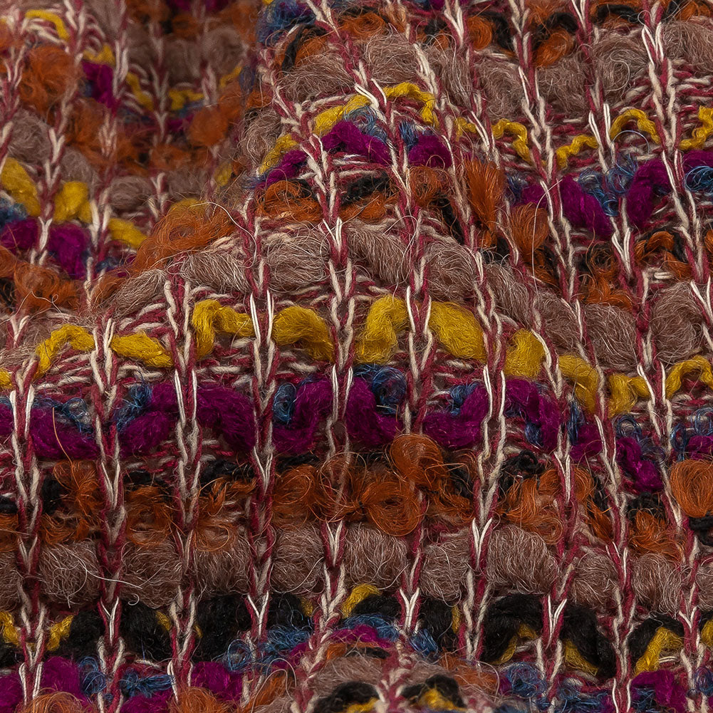 Red Violet, Stucco and Burnt Orange Striped Boucle Wool Sweater Knit - Joann Fabrics