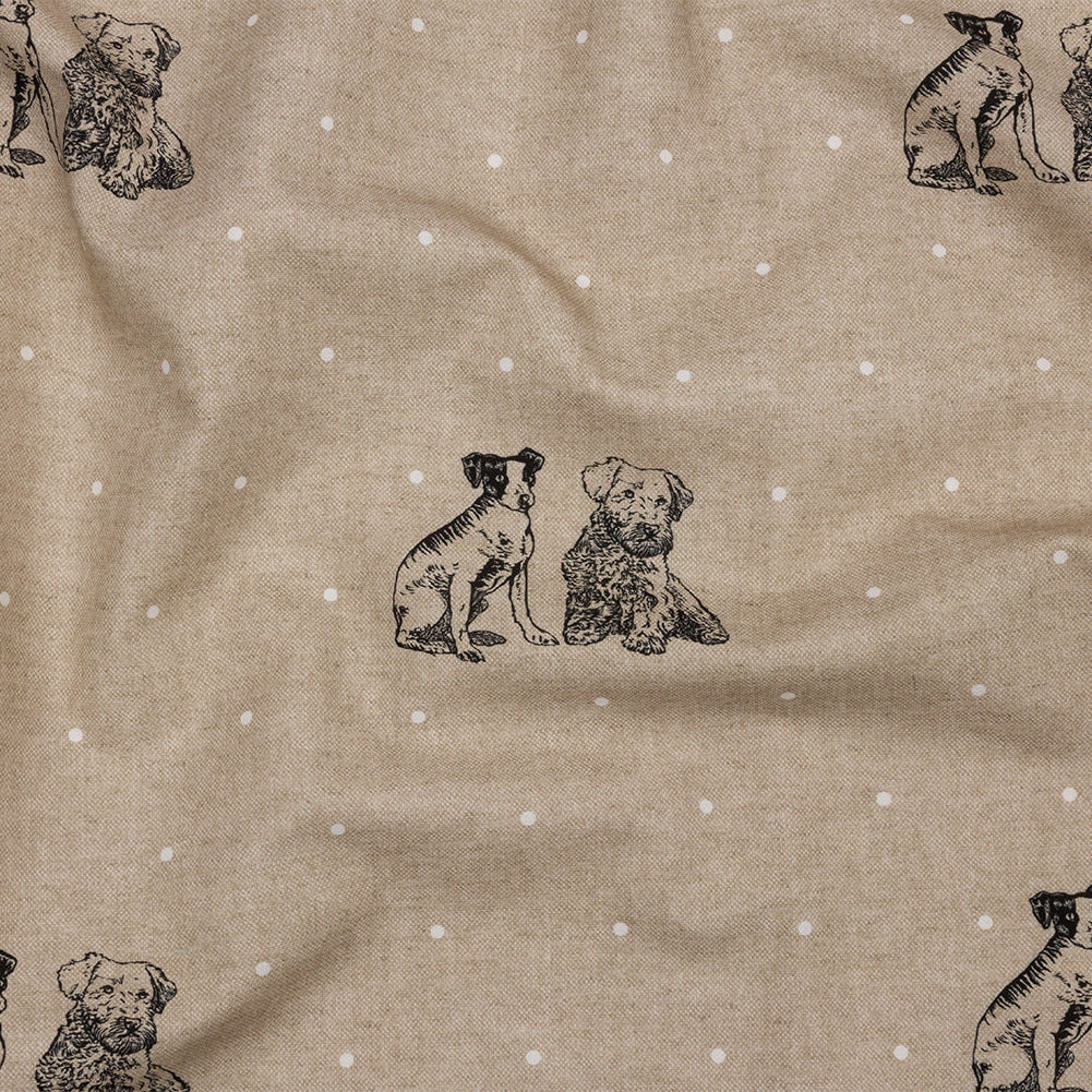 Cotton Canvas Print - Linen Terriers and Polka Dots - British Imported - Joann Fabrics