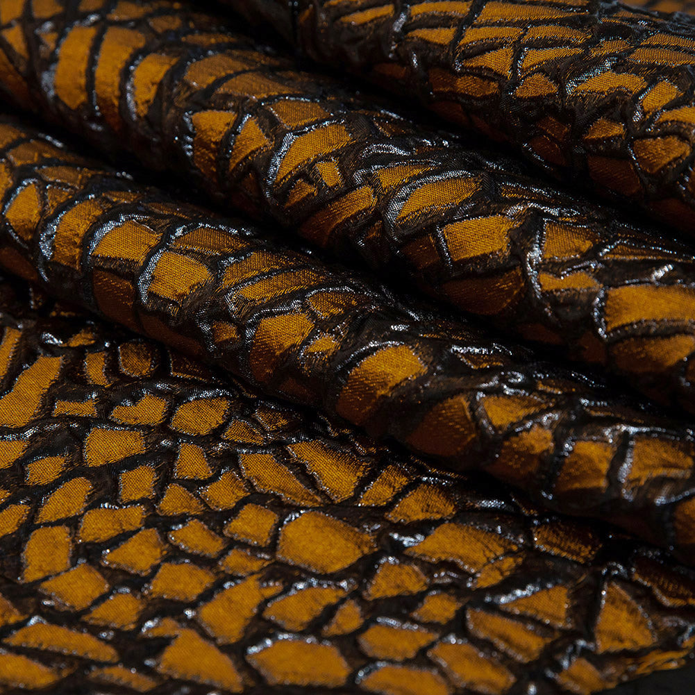 Metallic Rose Copper and Black Abstract Luxury Brocade - Joann Fabrics