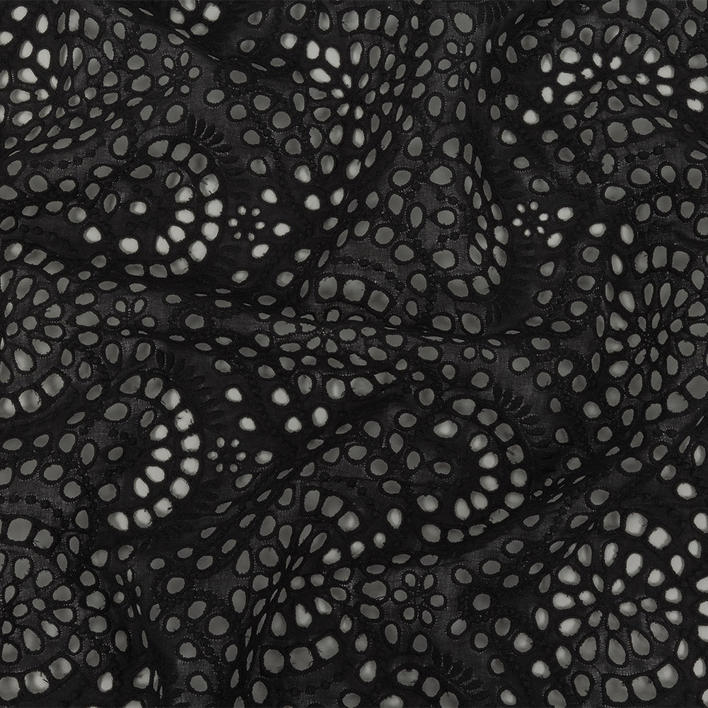 Famous Australian Designer Black Scalloped Embroidered Cotton Eyelet with Scalloped Edges - Joann Fabrics