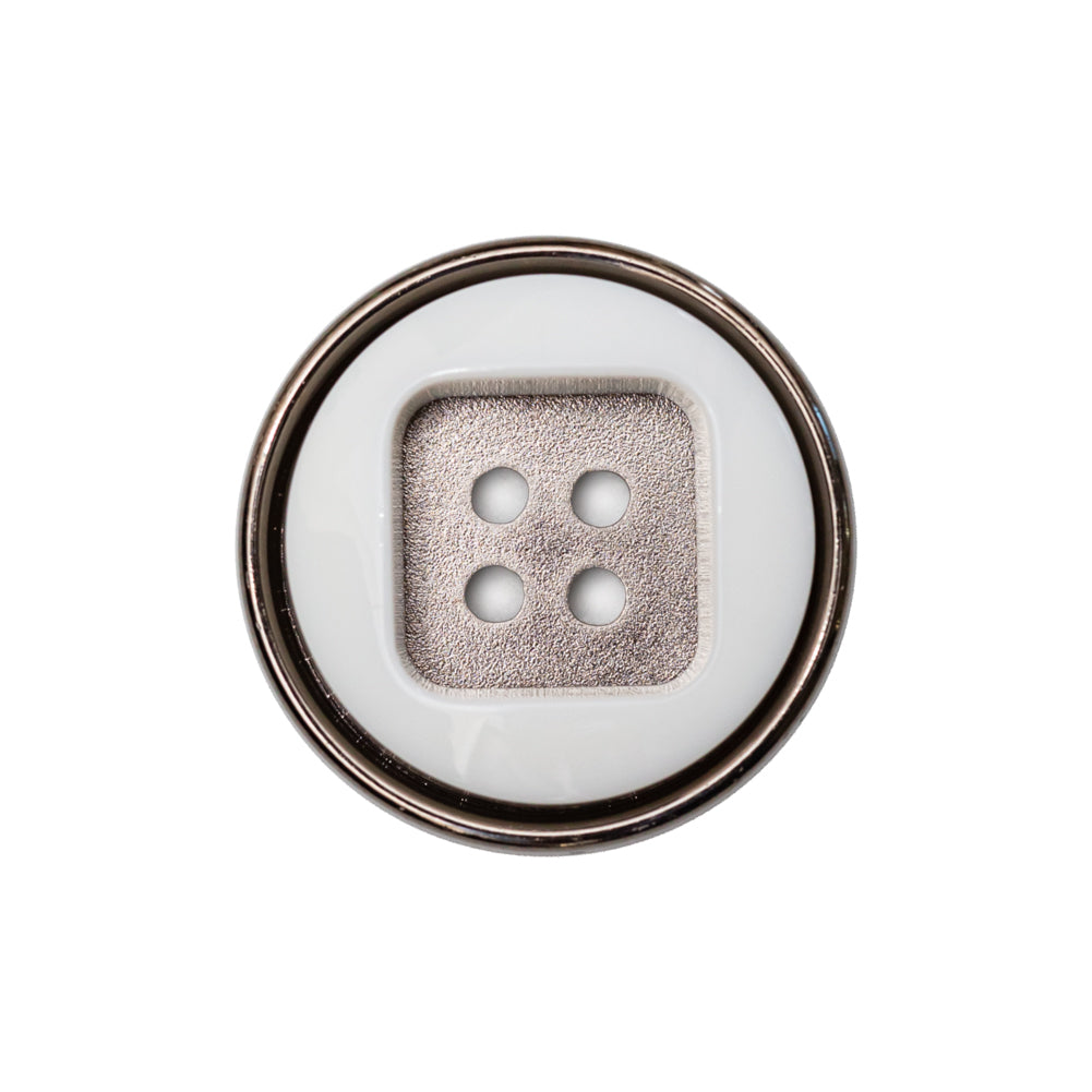 Italian White and Gunmetal 4-Hole 2-Piece Button - 38L/24mm - Joann Fabrics
