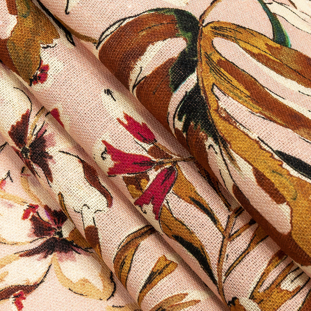 Linen and Rayon Woven - Pink Floral - Primavera Print - Mood Exclusive Viso Collection - Joann Fabrics