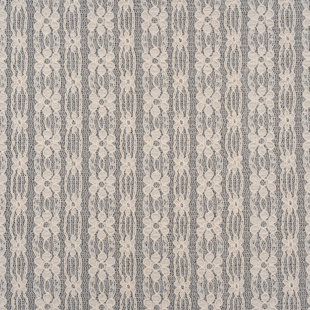 Crinkled Stretch Corded Lace - Gardenia Floral Stripes - Designer Deadstock - Joann Fabrics