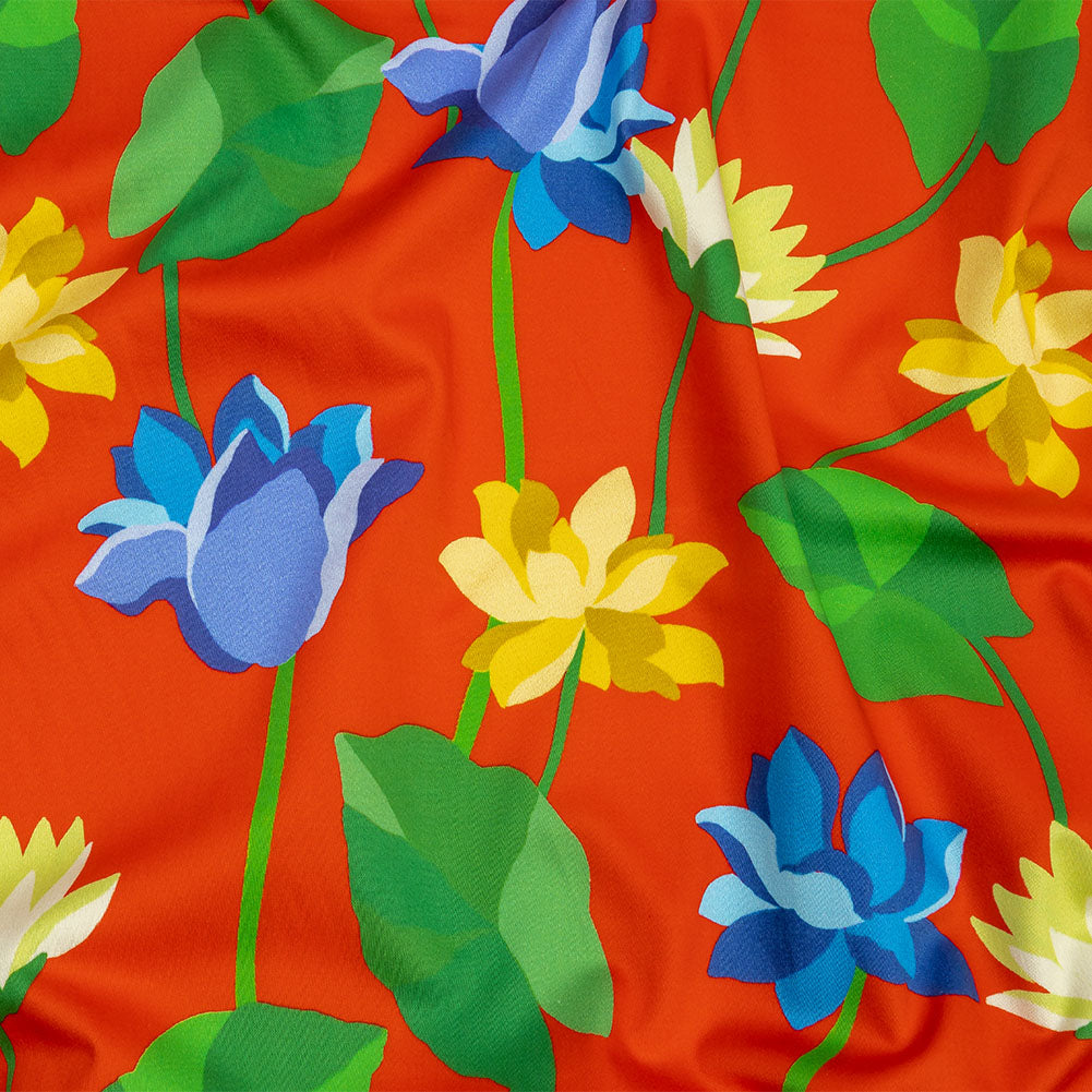 Mood Exclusive Red Highrise Blooms Stretch Cotton Sateen - Joann Fabrics