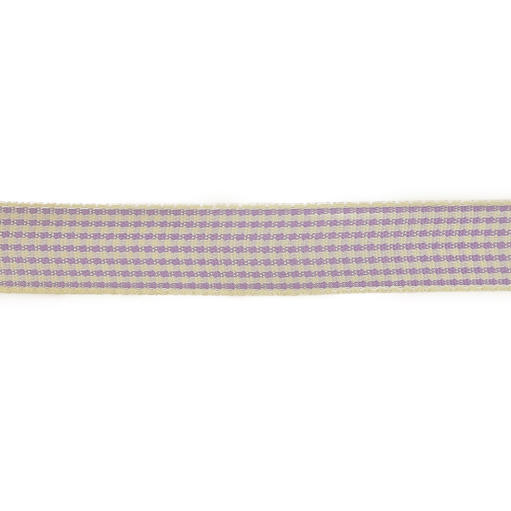 Lilac and Cream Houndstooth Check Woven Ribbon - 0.625